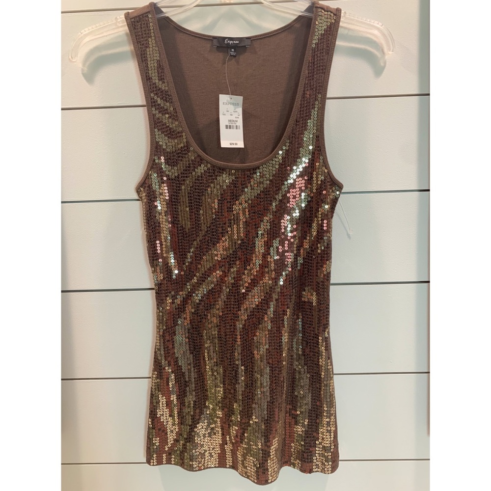 NWT- EXPRESS Sequin Zebra Print Tank Top, M
